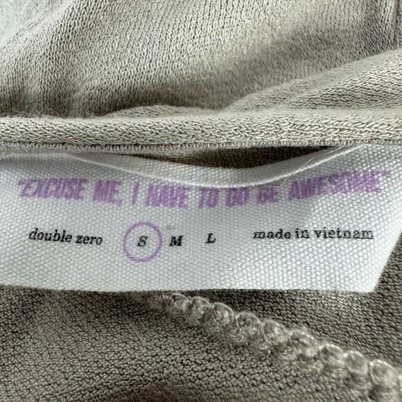 Double Zero Taupe Long Sleeve V Neck High Low Top Size Small Relaxed Fit - Picture 5 of 9